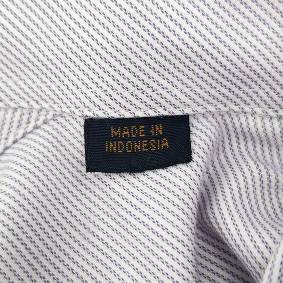 Tommy Hilfiger Shirt Mens Large Lavender Striped Long Sleeve Pocket Button-Down - Picture 8 of 8